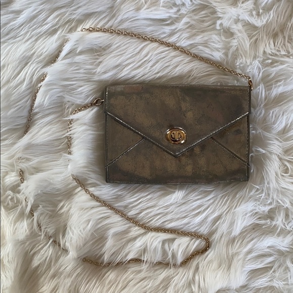 Street Level Handbags - Street Level Metallic Envelope Detachable Chain Clutch Crossbody Evening Purse